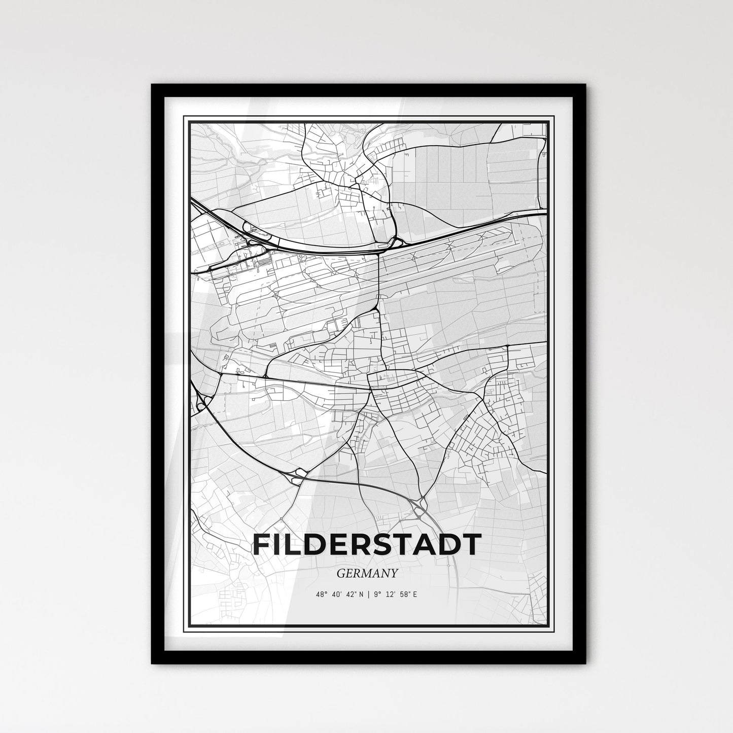 Filderstadt Germany - Scandinavian Style City Map for Modern Home Decor