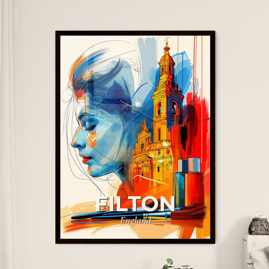 Vibrant Filton, England - A Woman's Face And A Painting Of A Building