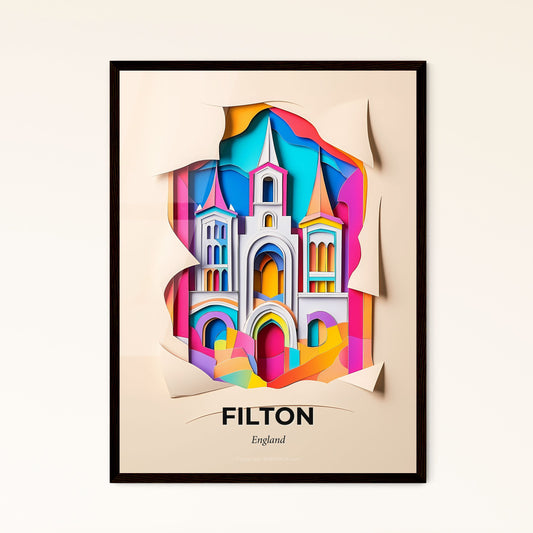 Vivid Filton, England - a paper cut of a castle with a clock tower