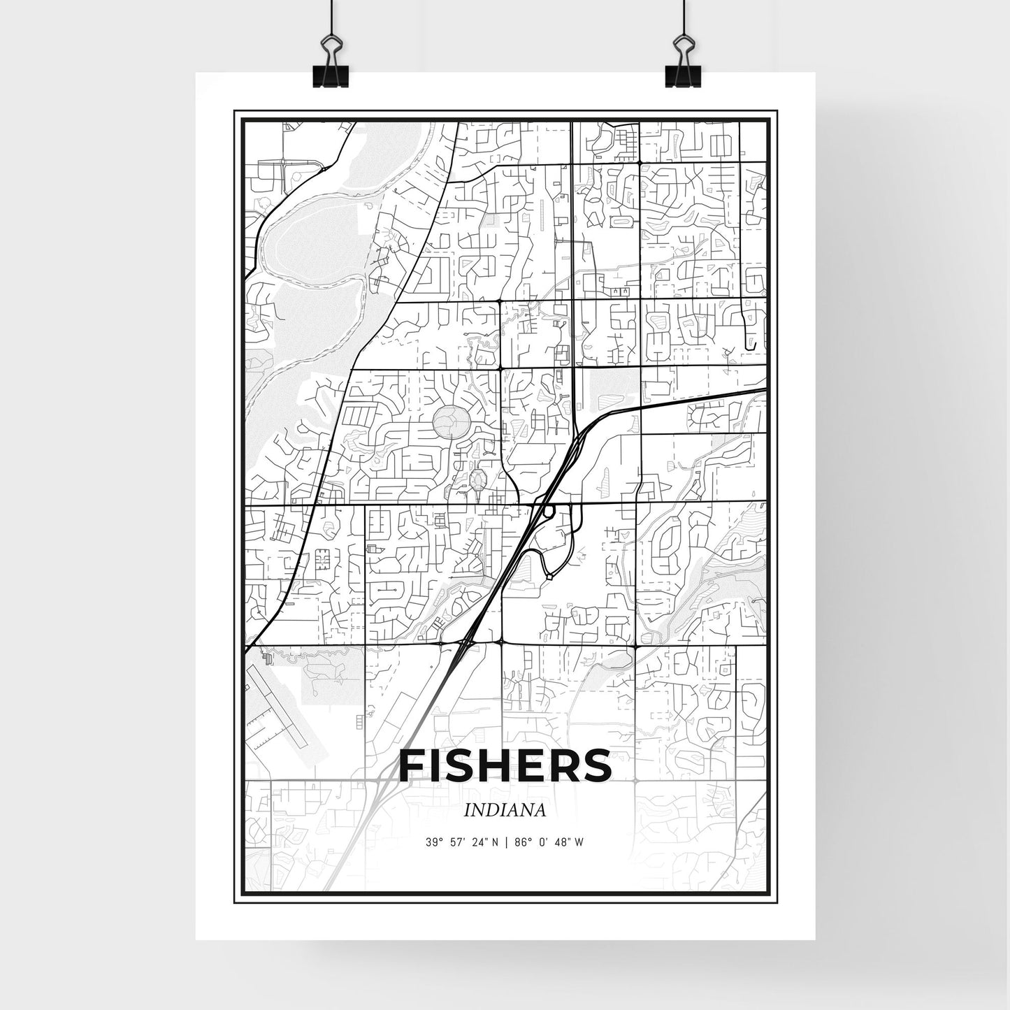 Fishers Indiana - Premium City Map Poster