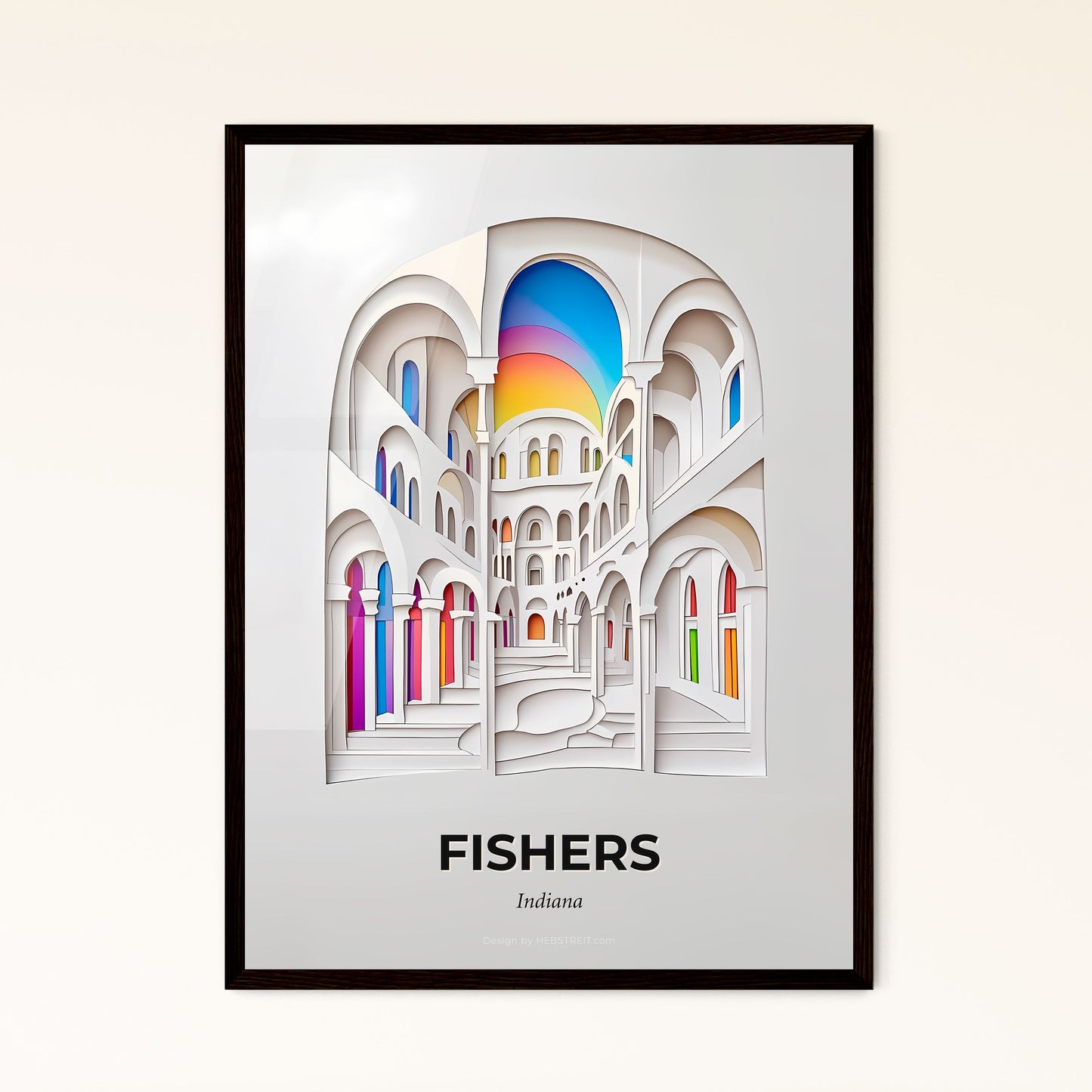 Vivid Fishers, Indiana - a paper cut of a building with a rainbow in the sky