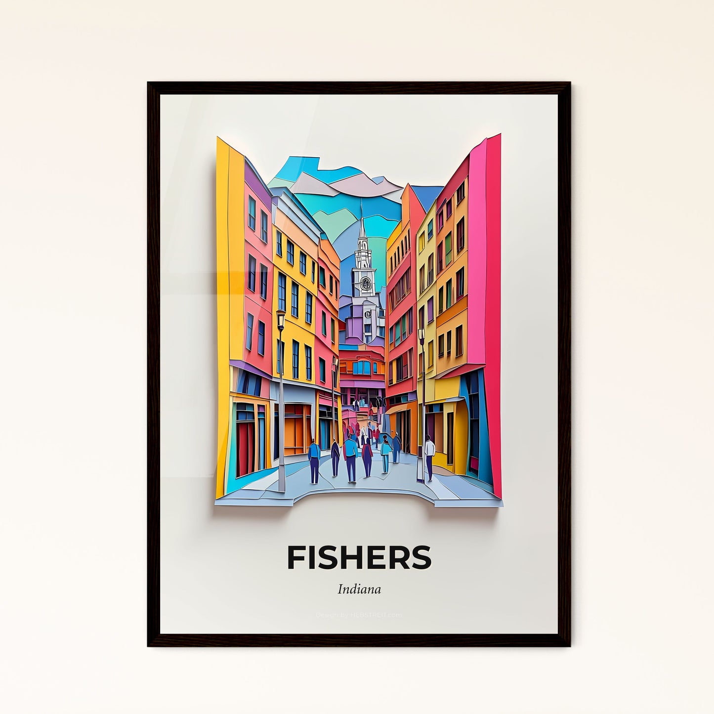 Vivid Fishers, Indiana - a city street with people walking