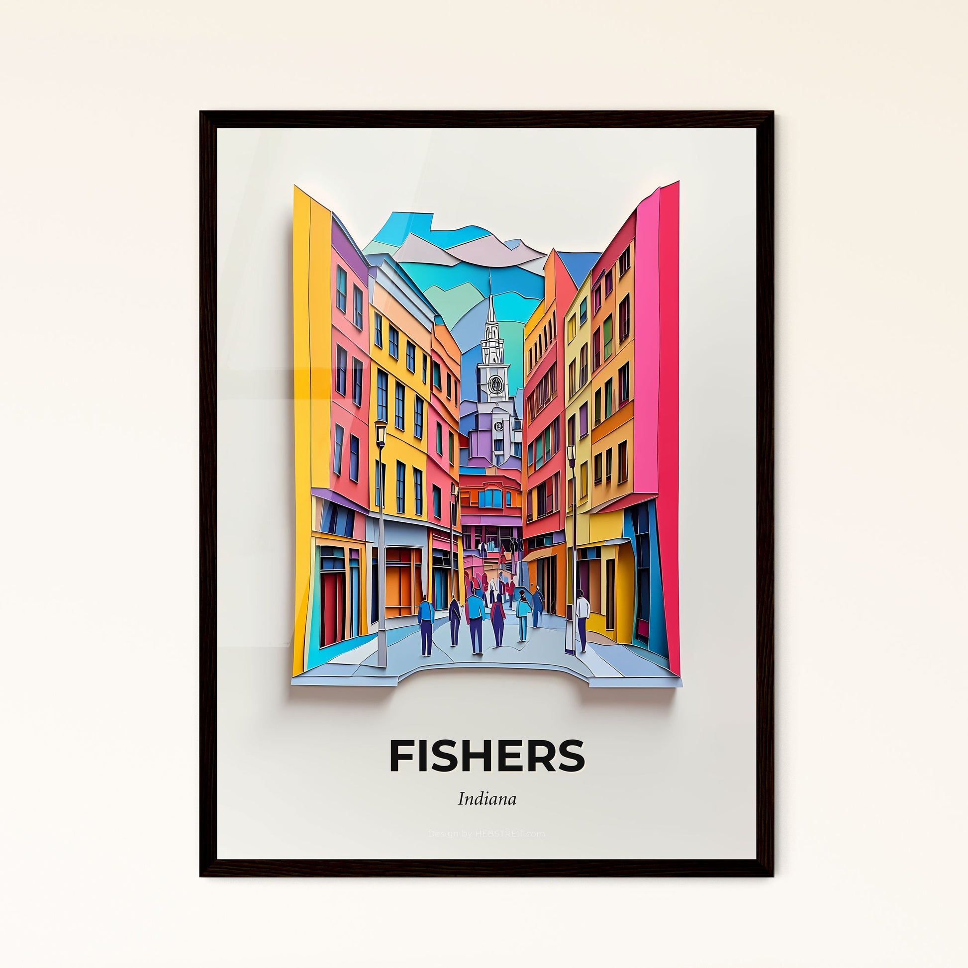 Vivid Fishers, Indiana - a city street with people walking