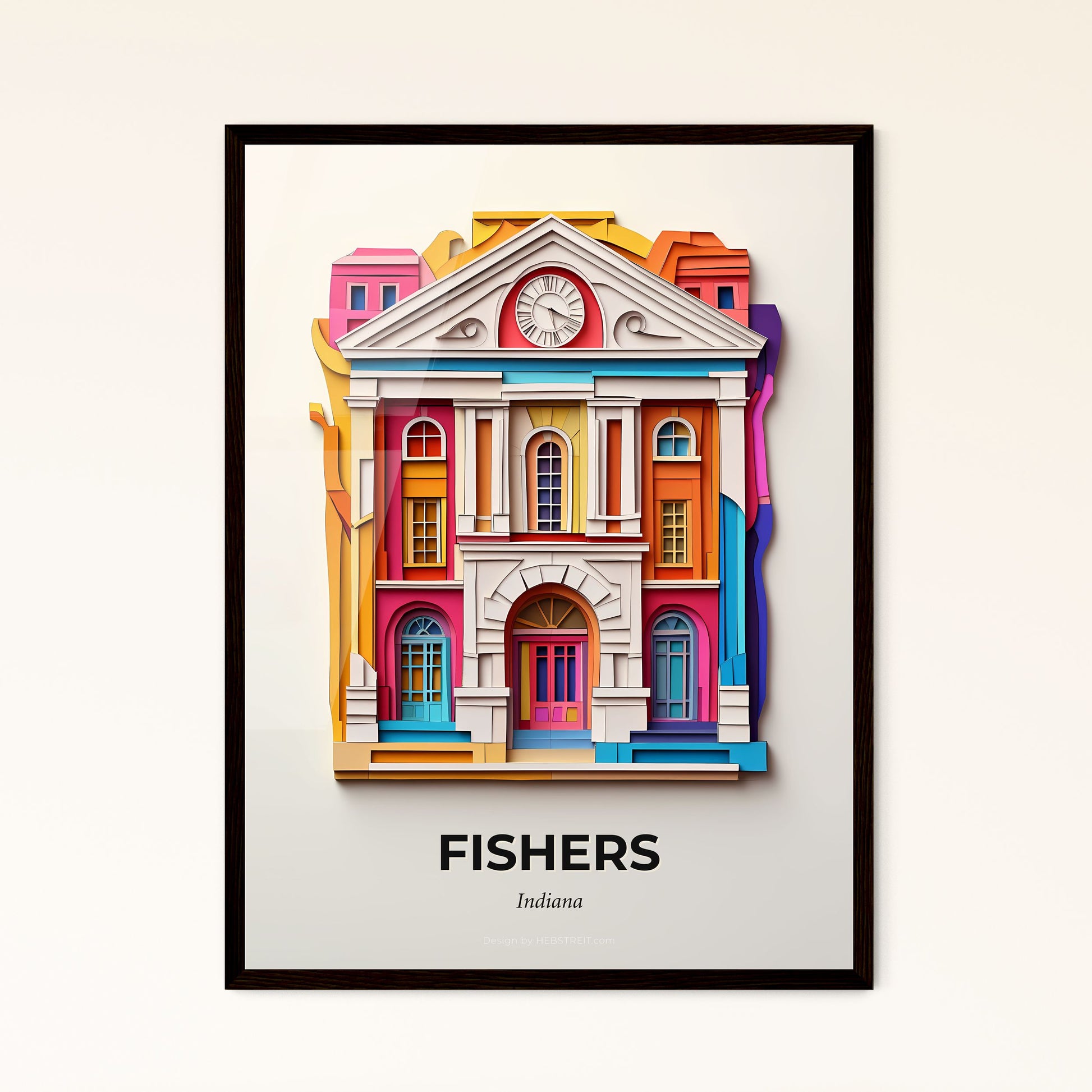 Vivid Fishers, Indiana - a colorful building with a clock on the front