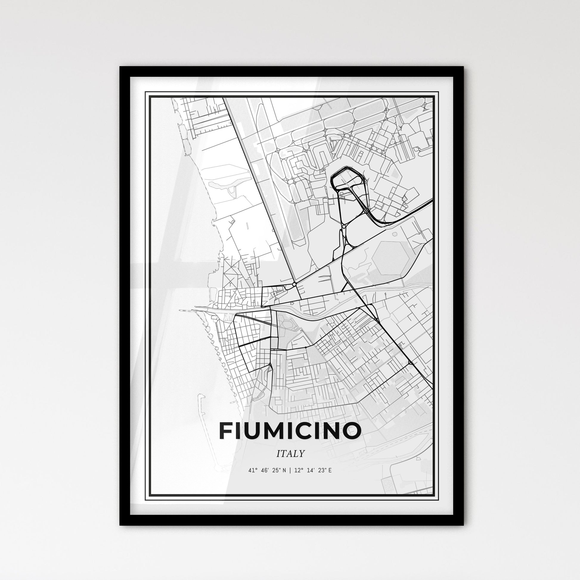 Fiumicino Italy - Scandinavian Style City Map for Modern Home Decor