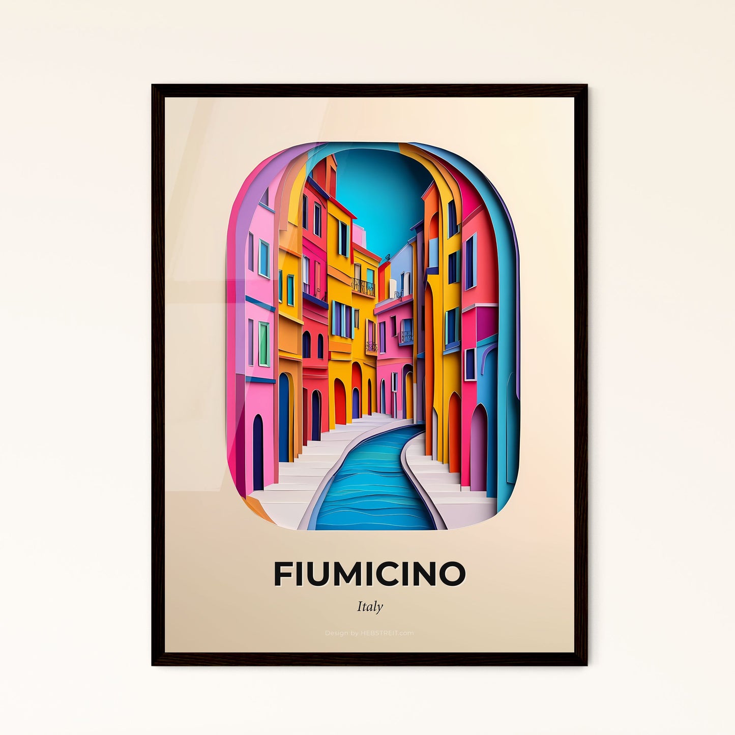 Vivid Fiumicino, Italy - a colorful city with a canal in the middle