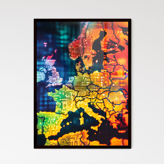 Digital Art Map of Europe with Vibrant Prima - Framed Art Print