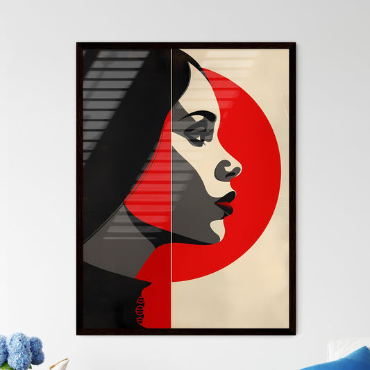 Geometric Minimal Female Logo in Vibrant Bla - Framed Art Print