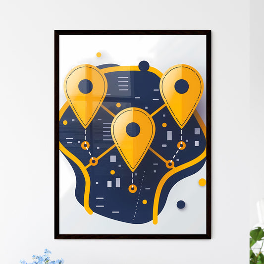 Flat minimalist illustration of 3 interconne - Framed Art Print