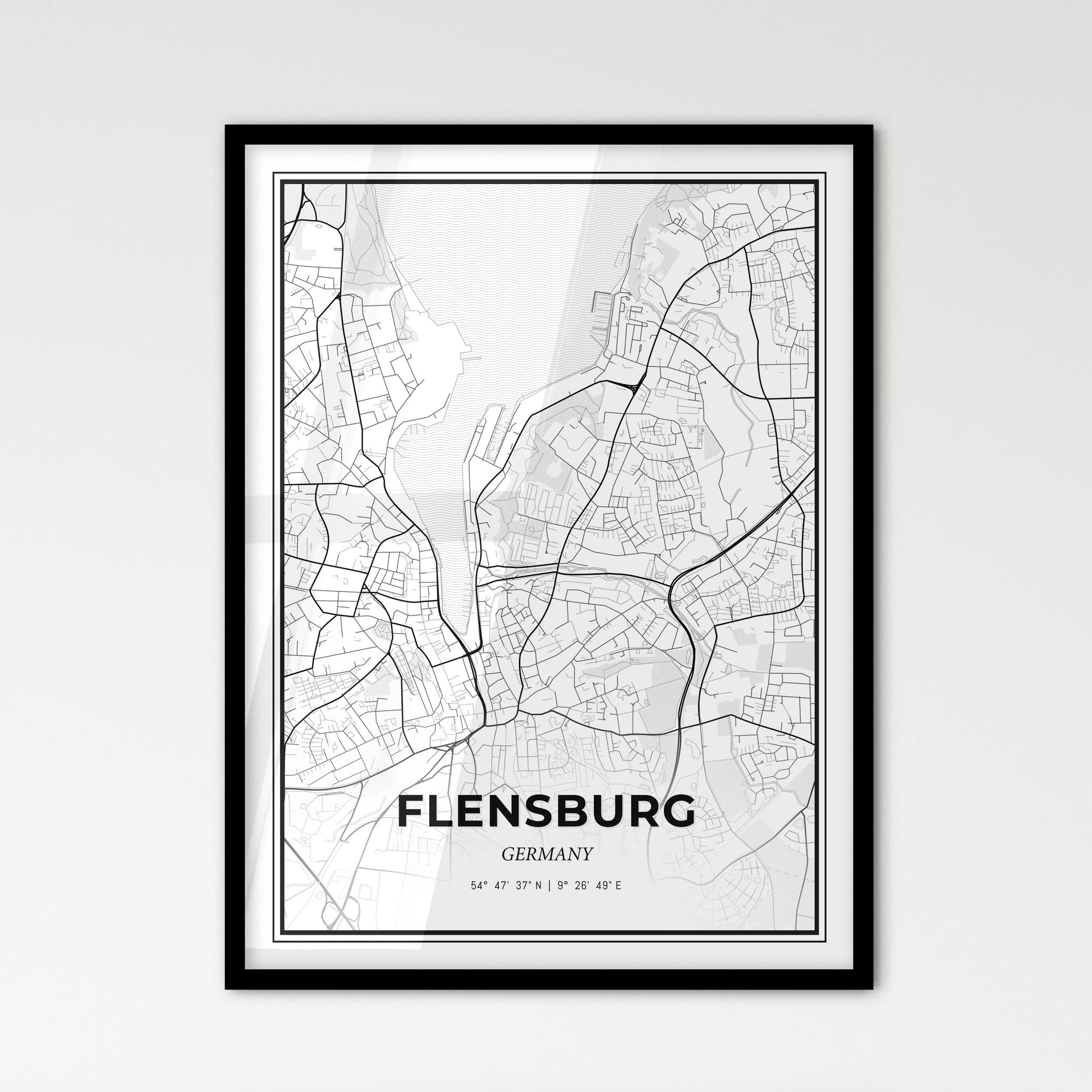 Flensburg Germany - Scandinavian Style City Map for Modern Home Decor