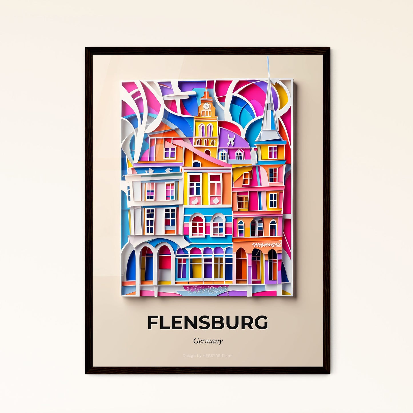 Vivid Flensburg, Germany - a colorful cityscape with a clock tower