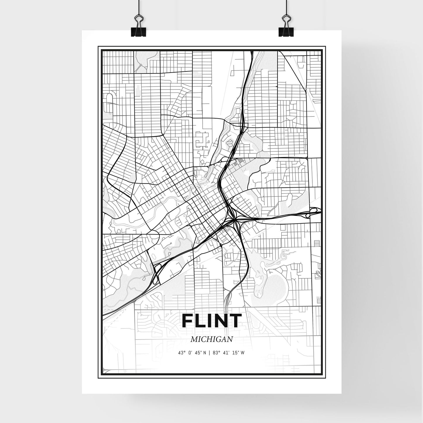 Flint Michigan - Premium City Map Poster