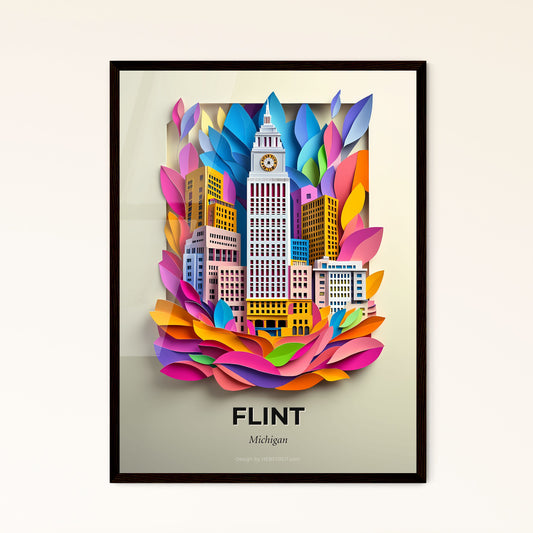 Vivid Flint, Michigan - a city with a clock tower surrounded by colorful leaves