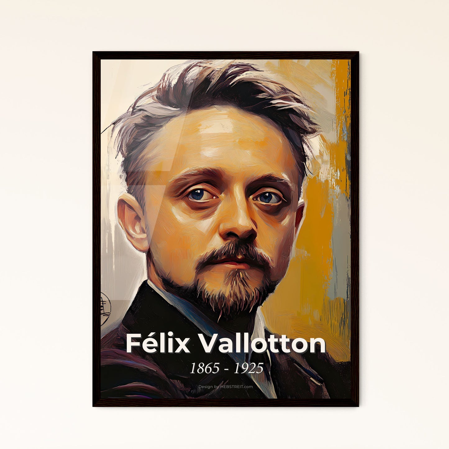 Portrait of Félix Vallotton, 1865 - 1925. Impressionistic painting of a man with a beard and mustache.