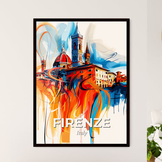 Vibrant Firenze , Italy - A Painting Of A Building With A Tower And A Tower