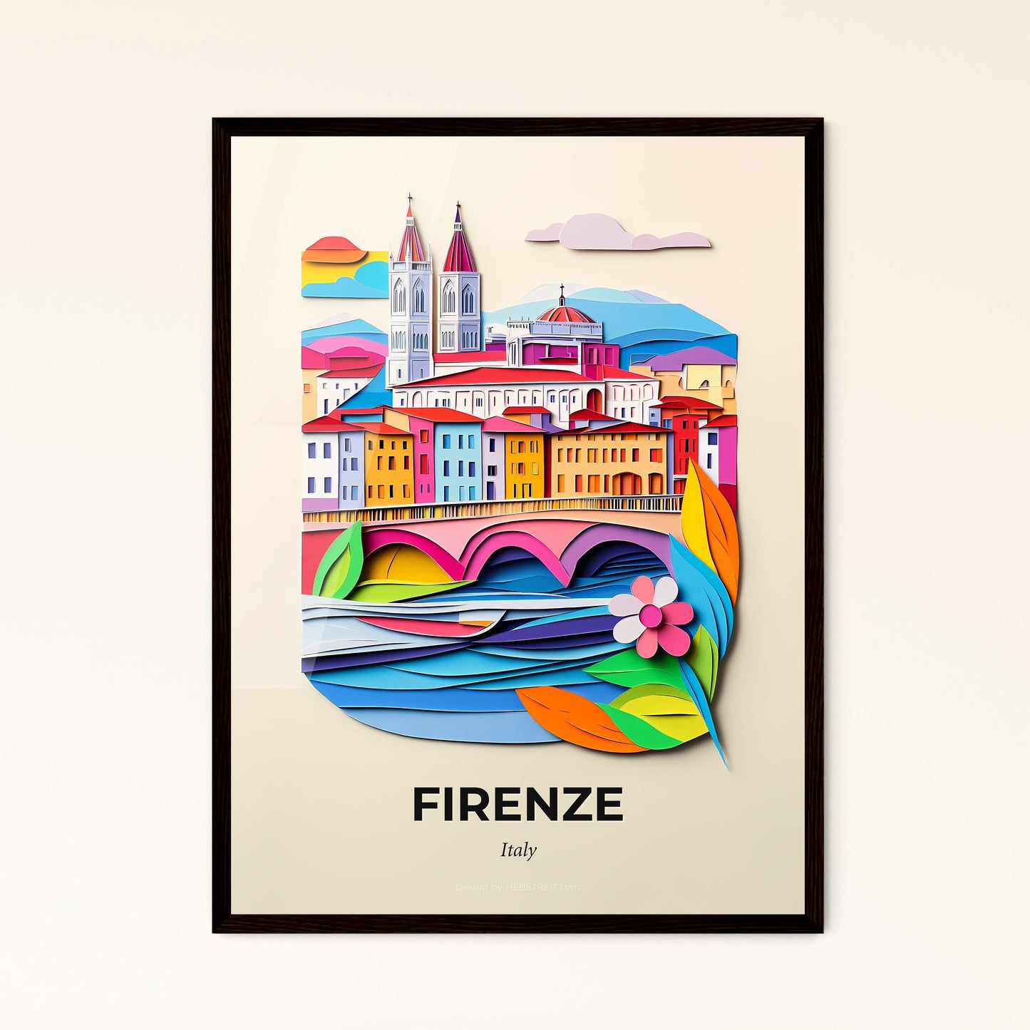 Vivid Florence, Italy - a paper cut of a city with a river