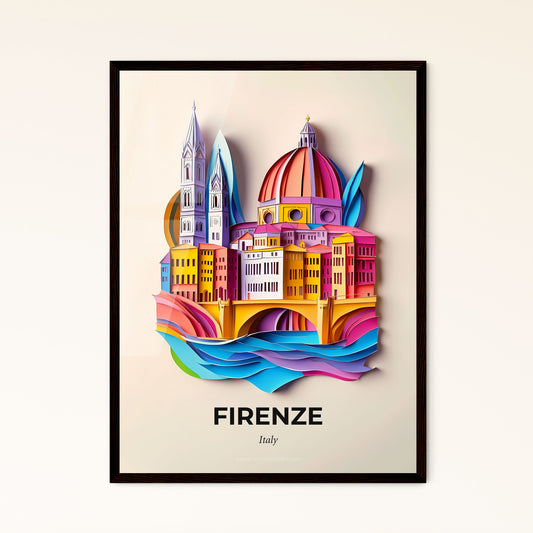 Vivid Florence, Italy - a paper cut of a city with a bridge