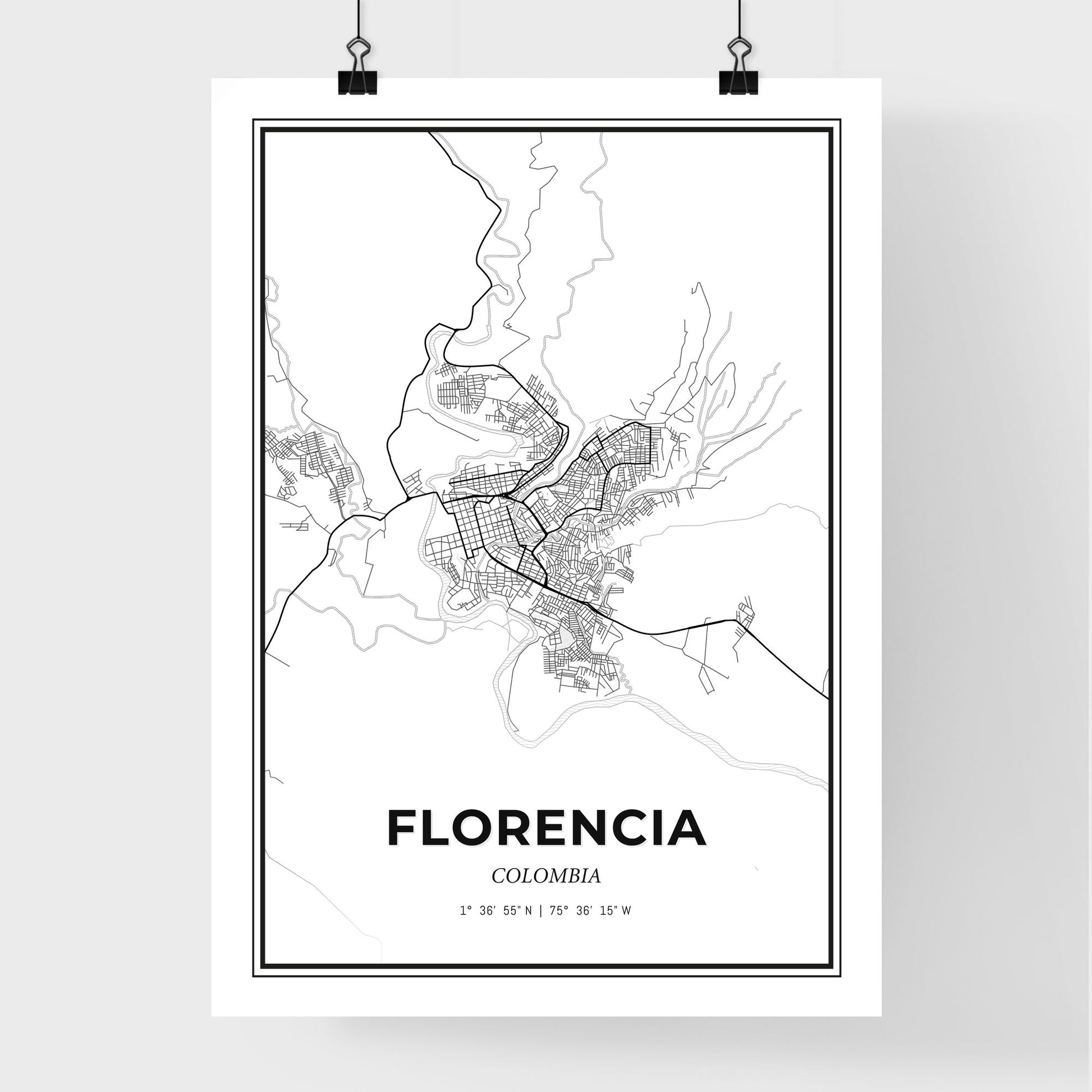 Florencia Colombia - Premium City Map Poster