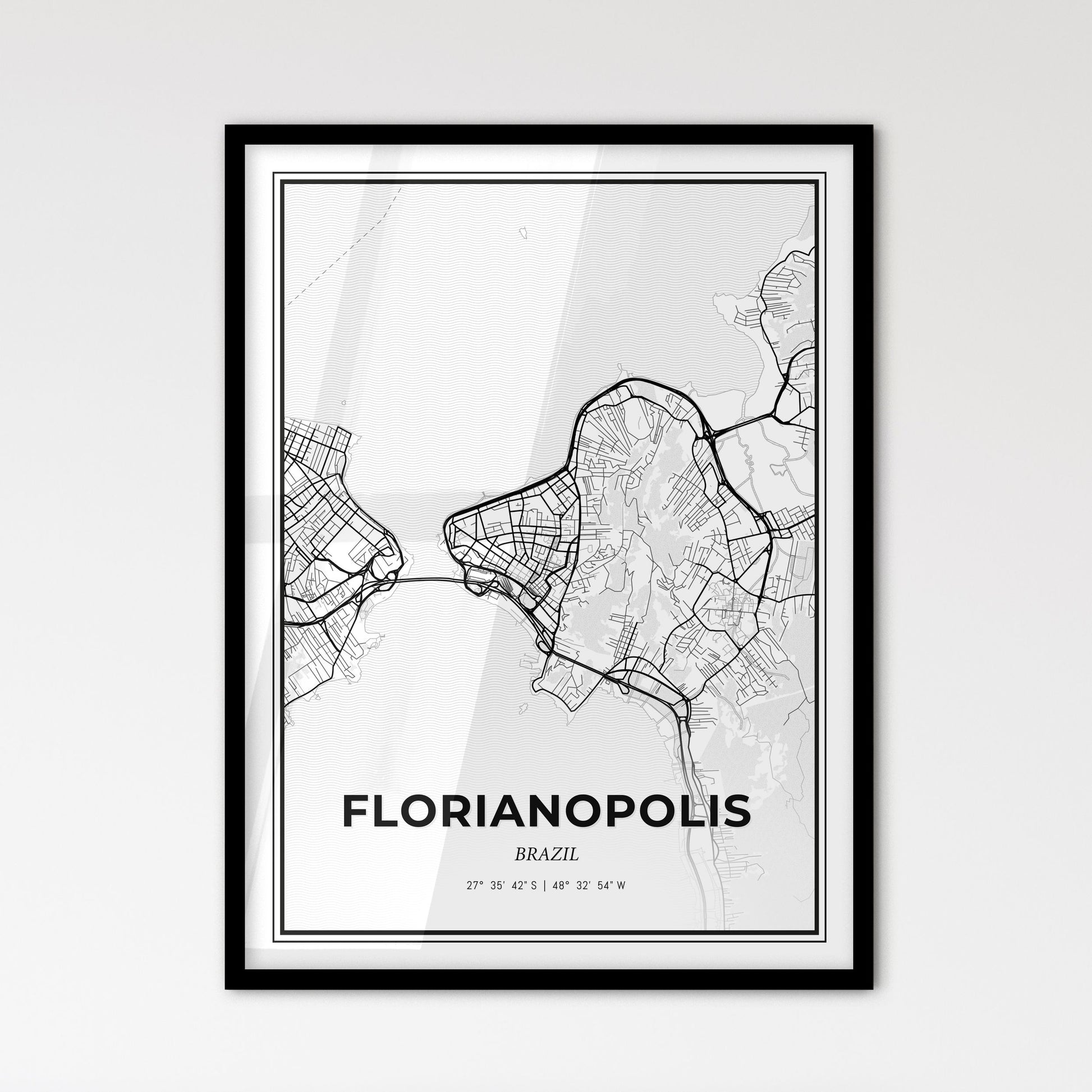 Florianopolis Brazil - Scandinavian Style City Map for Modern Home Decor