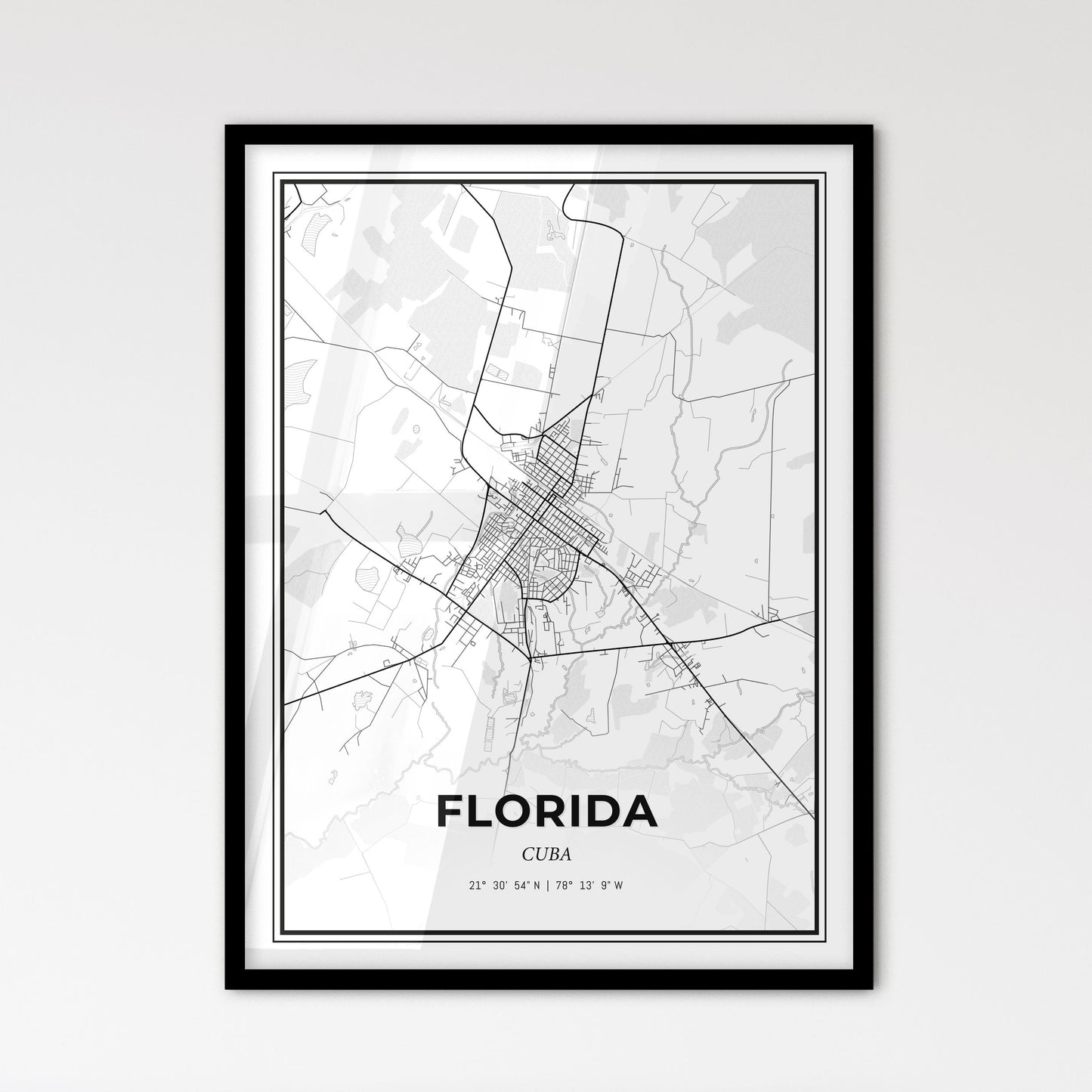 Florida Cuba - Scandinavian Style City Map for Modern Home Decor