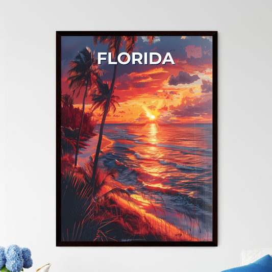 Vibrant Abstract Painting Depicting a Stunning Sunset over a Florida Beach