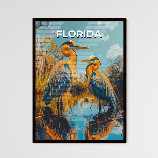 Vibrant Art Painting: Colorful Birds in Water, Florida Landscape