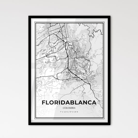 Floridablanca Colombia - Scandinavian Style City Map for Modern Home Decor