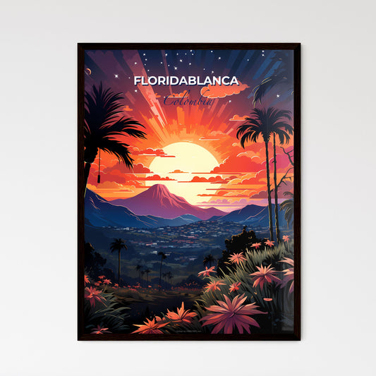 Floridablanca Colombiana Valley Sunset Skyline with Palm Trees and Mountains Painting Default Title