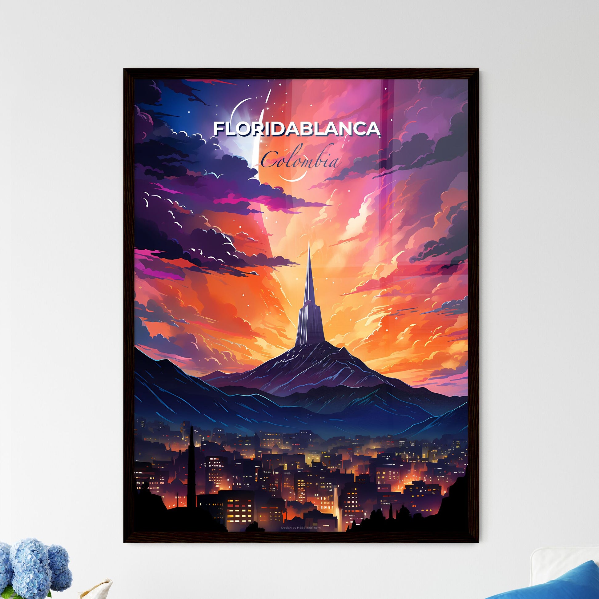 Vibrant cityscape skyline painting Bogota Colombia cityscape Default Title