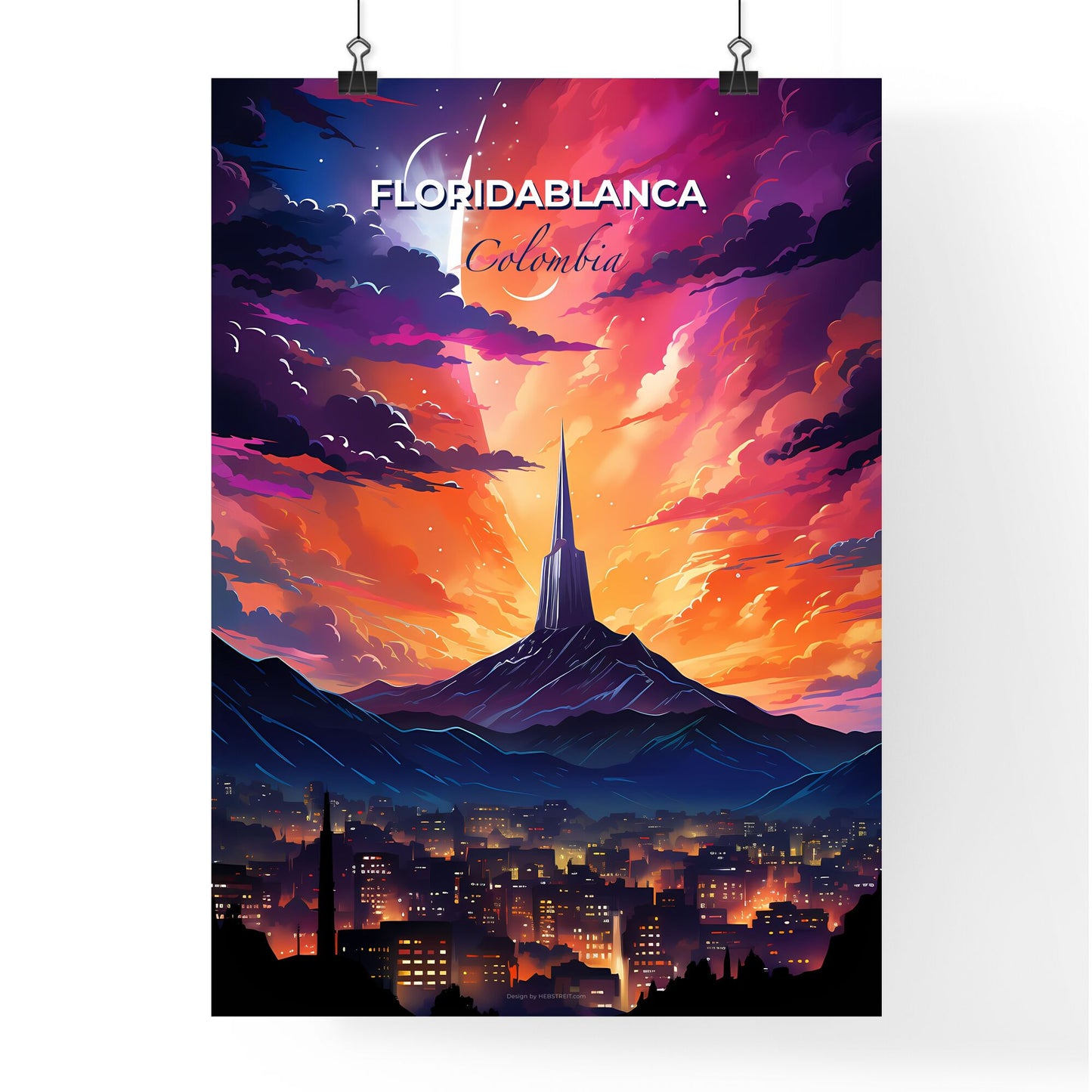 Vibrant cityscape skyline painting Bogota Colombia cityscape Default Title