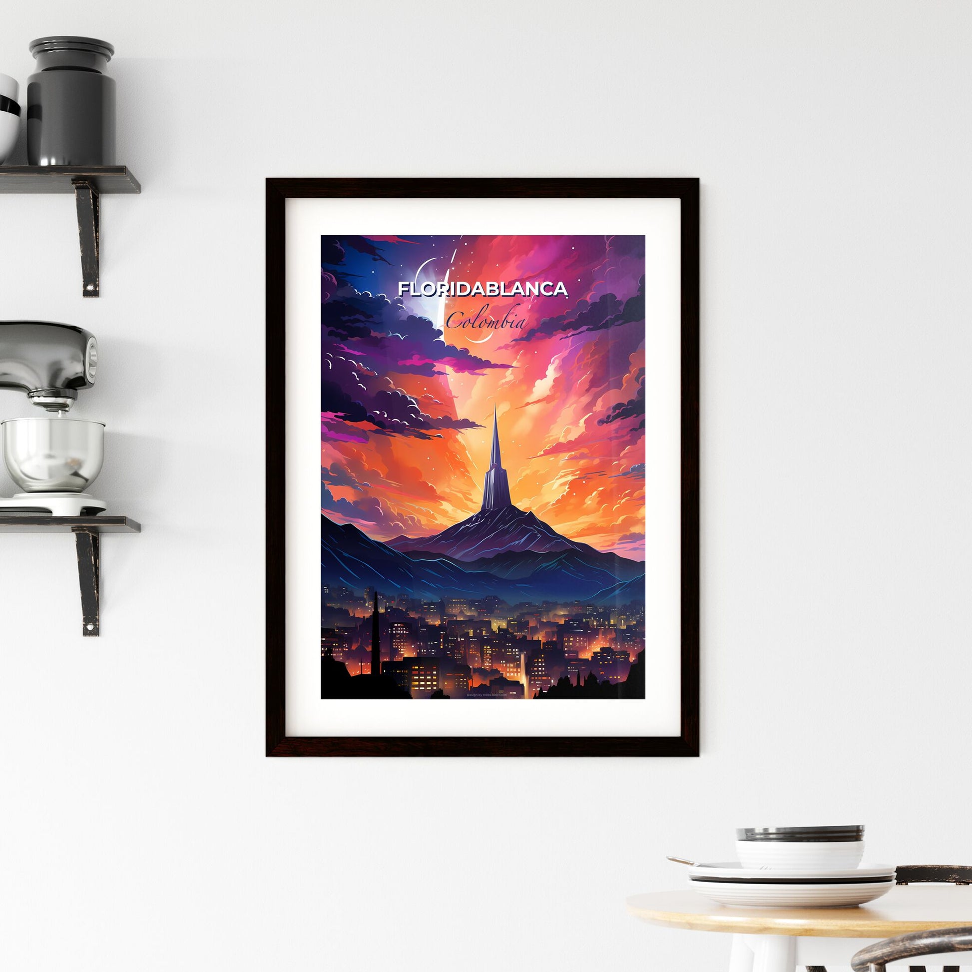 Vibrant cityscape skyline painting Bogota Colombia cityscape Default Title