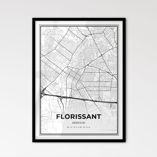 Florissant Missouri - Scandinavian Style City Map for Modern Home Decor