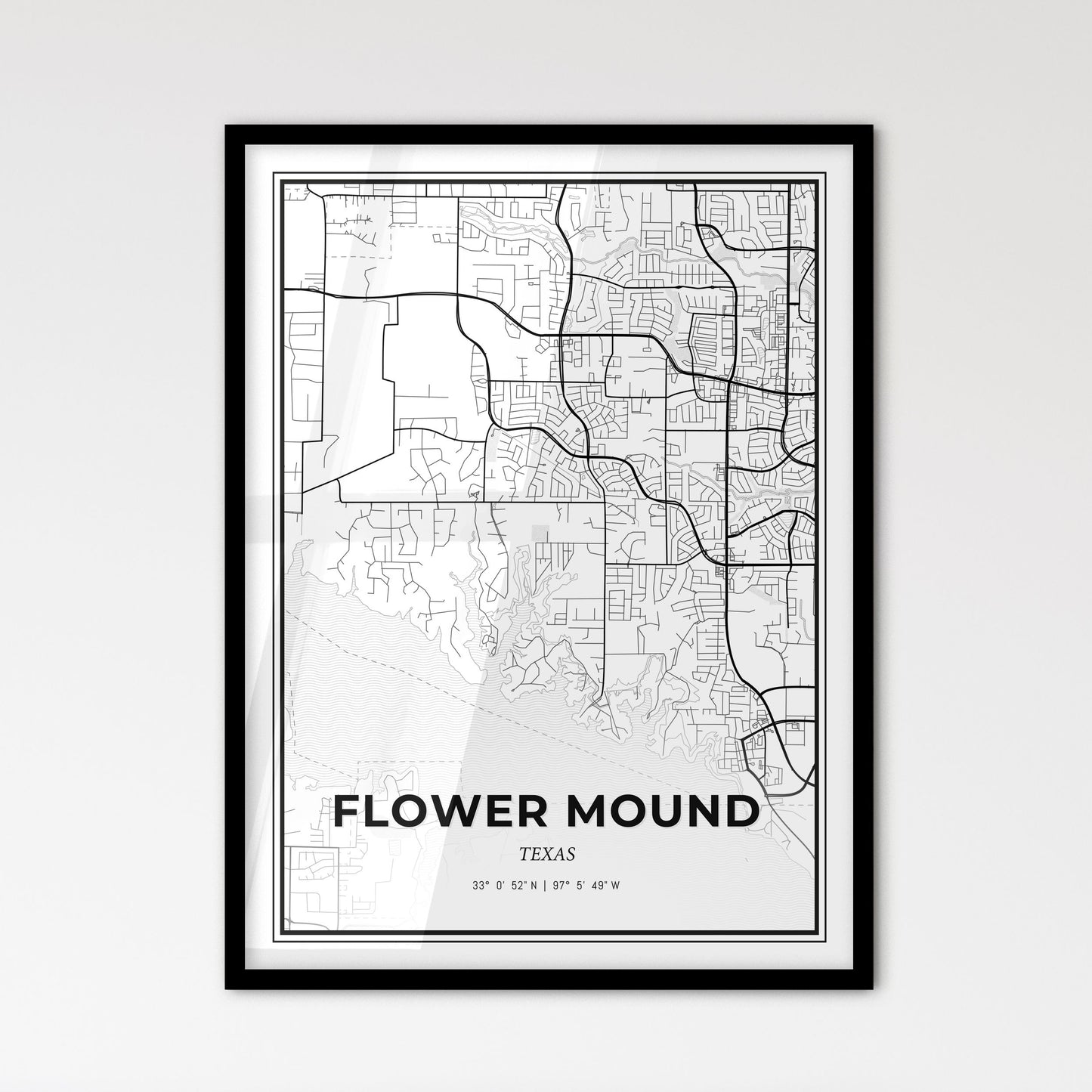 Flower Mound Texas - Scandinavian Style City Map for Modern Home Decor