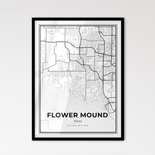 Flower Mound Texas - Scandinavian Style City Map for Modern Home Decor