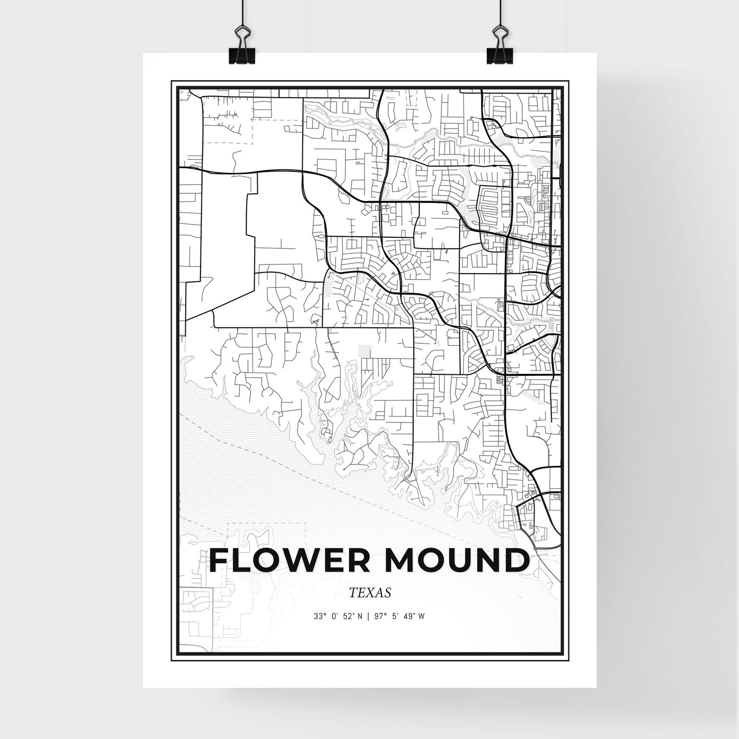 Flower Mound Texas - Premium City Map Poster