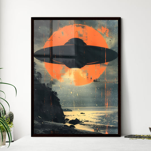 Abstract UFO Watercolor Minimalist Painting - Framed Art Print