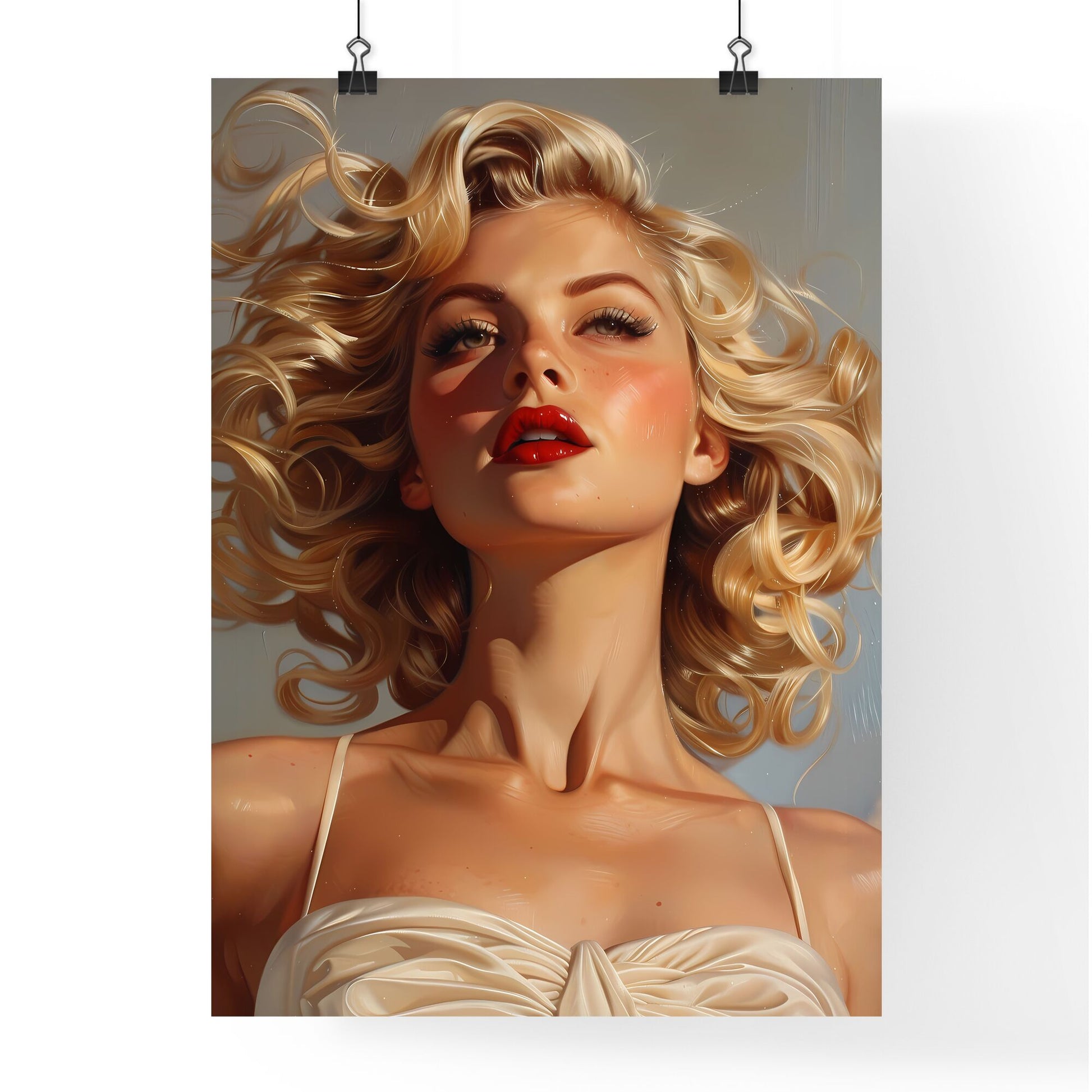Modern Art Painting of a Blonde Woman with Red Lipstick Default Title