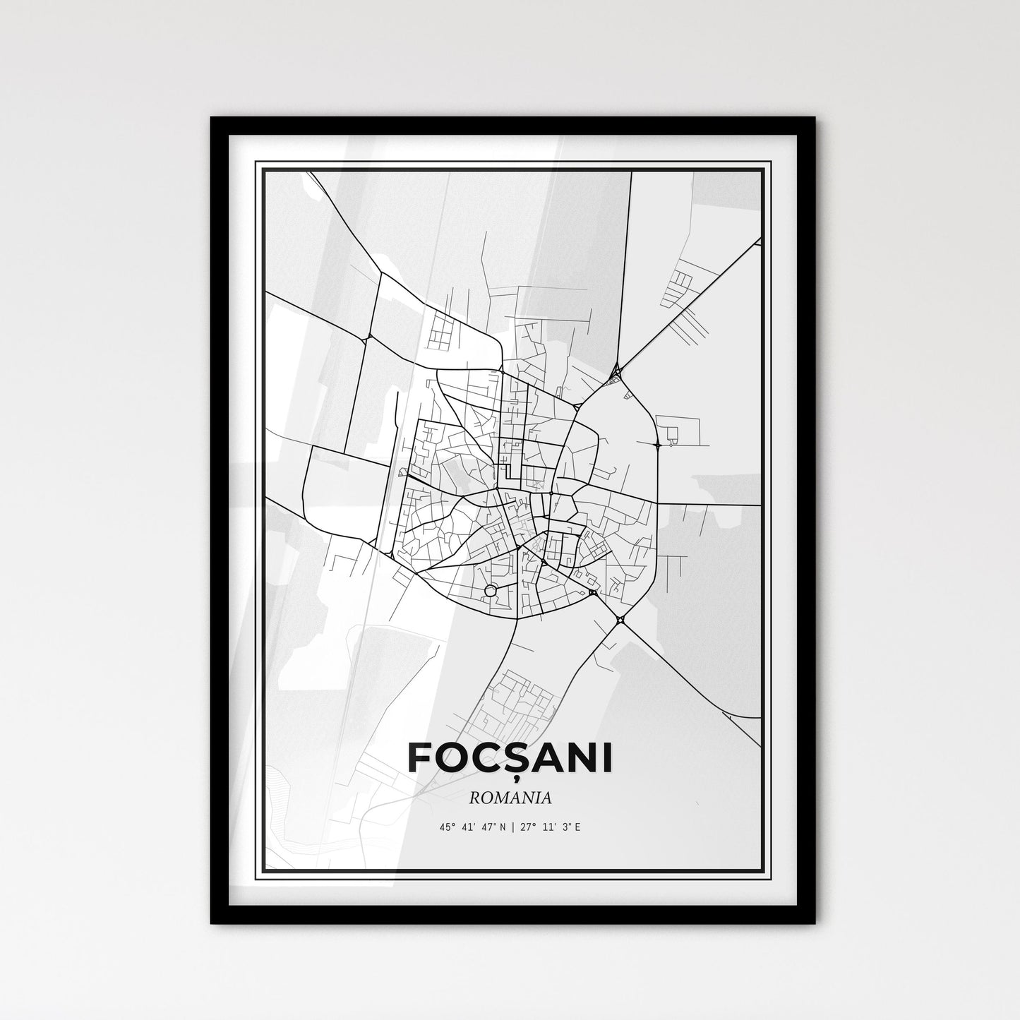 Focșani Romania - Scandinavian Style City Map for Modern Home Decor