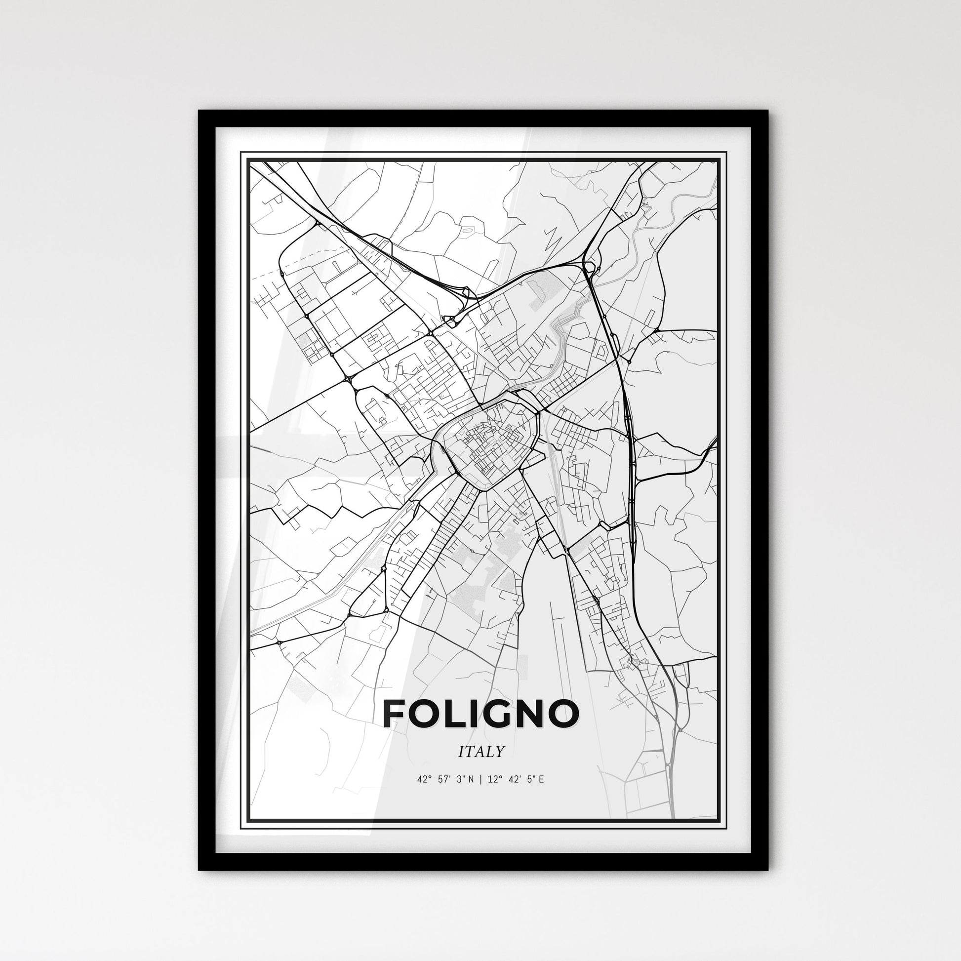 Foligno Italy - Scandinavian Style City Map for Modern Home Decor