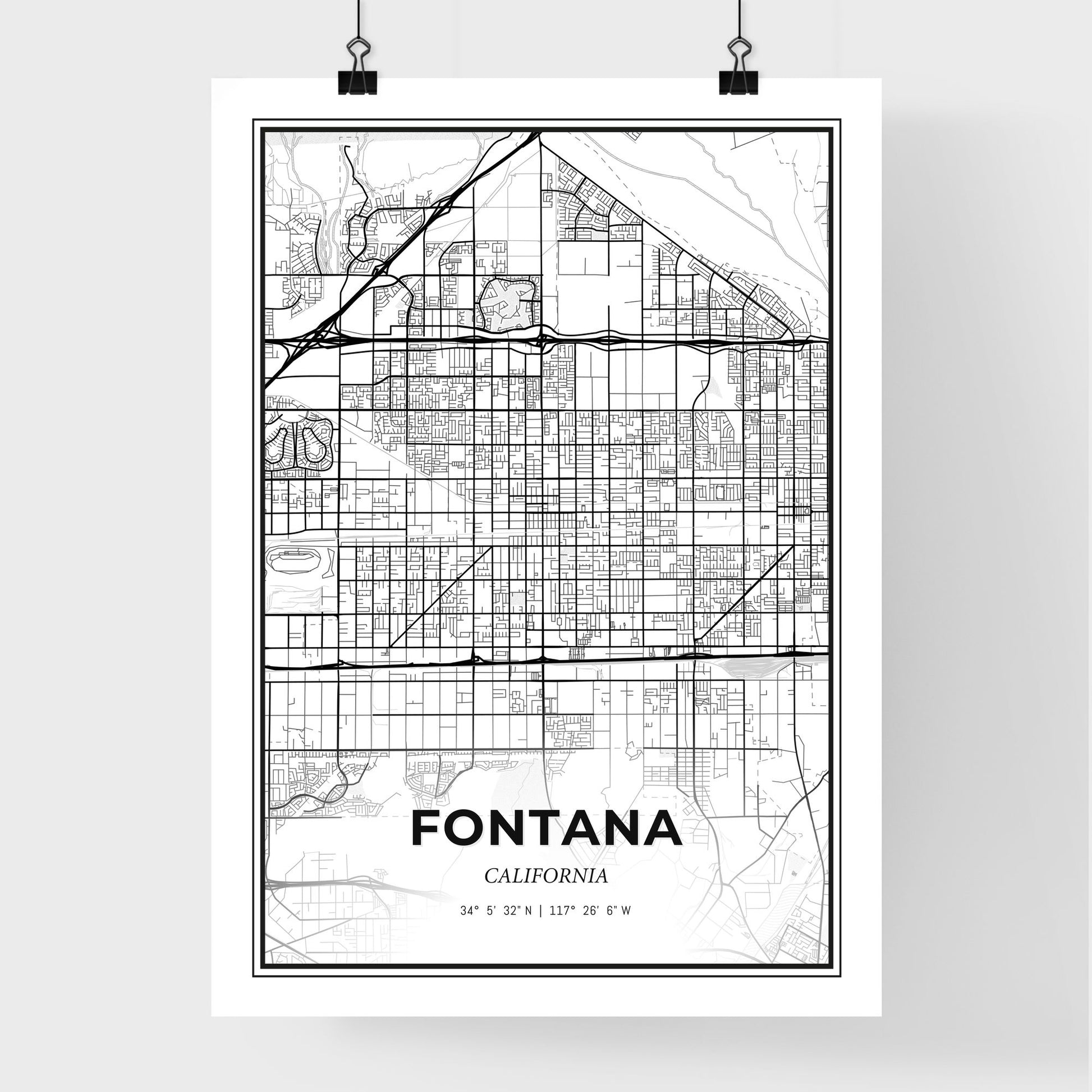 Fontana California - Premium City Map Poster