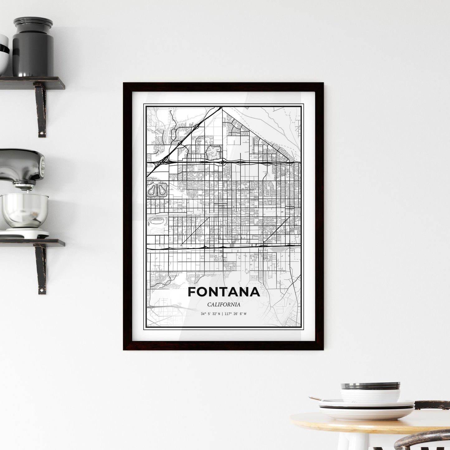 Fontana California - Minimal City Map