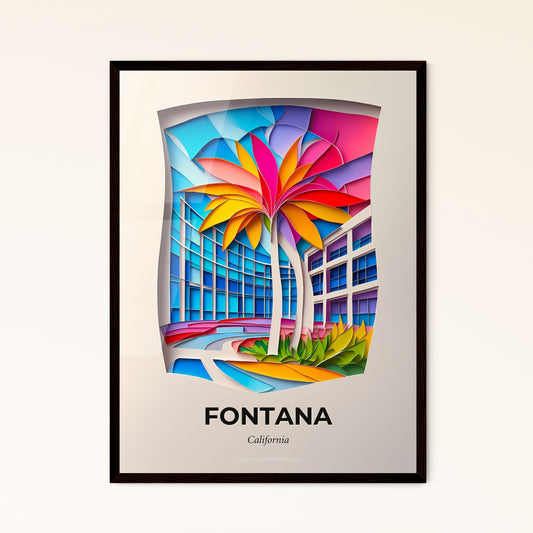 Vivid Fontana, California - a colorful paper cut of a palm tree