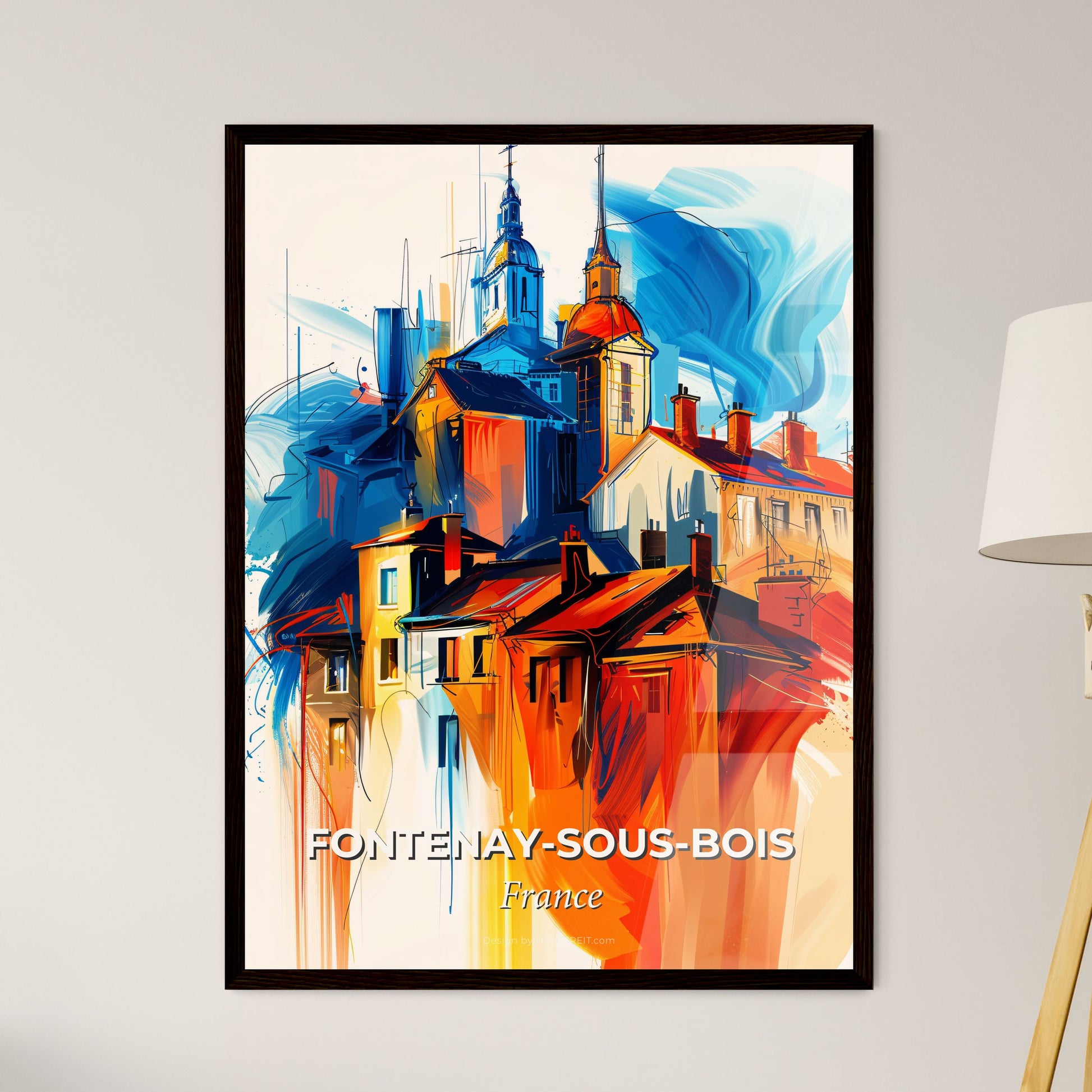 Vibrant Fontenay-Sous-Bois, France - A Painting Of Buildings And Towers