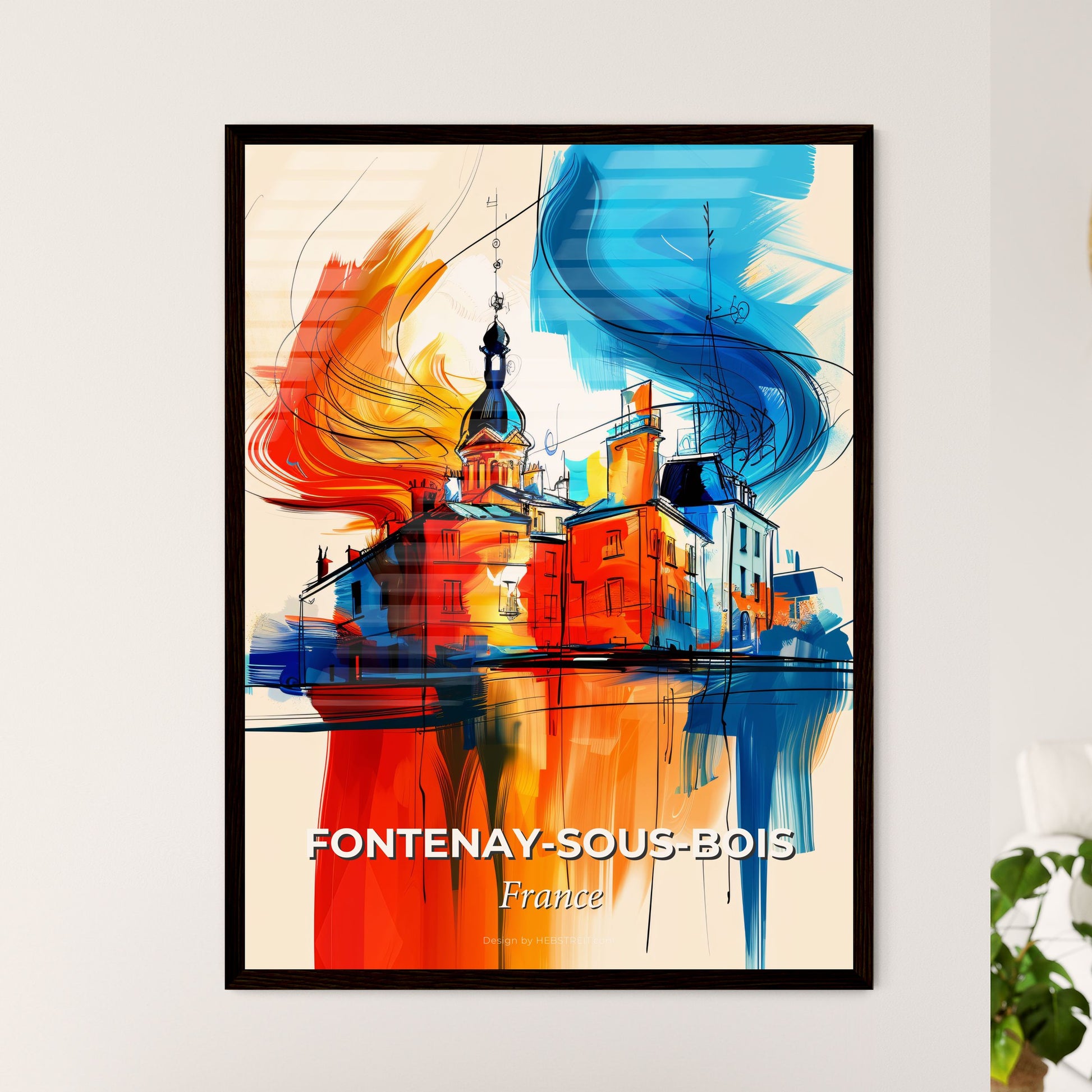 Vibrant Fontenay-Sous-Bois, France - A Painting Of A Building With A Tower And Smoke Coming Out Of It