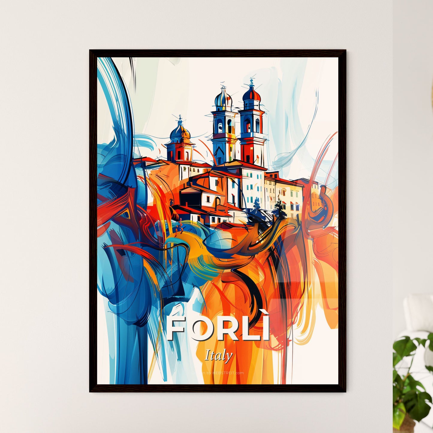 Vibrant Forlì, Italy - A Painting Of A Building With Towers