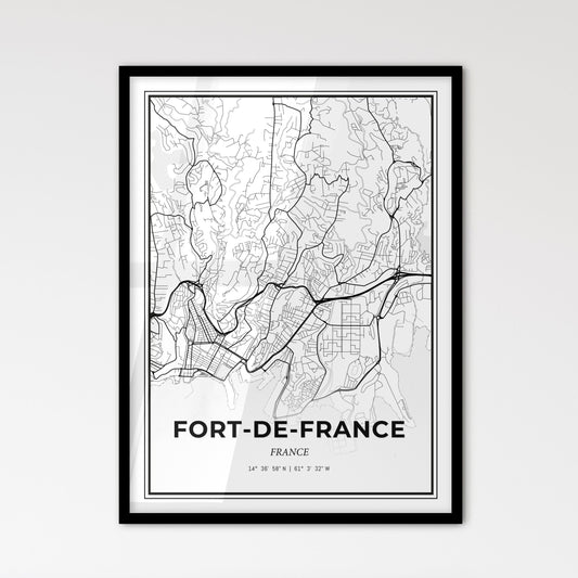 Fort-de-France France - Scandinavian Style City Map for Modern Home Decor