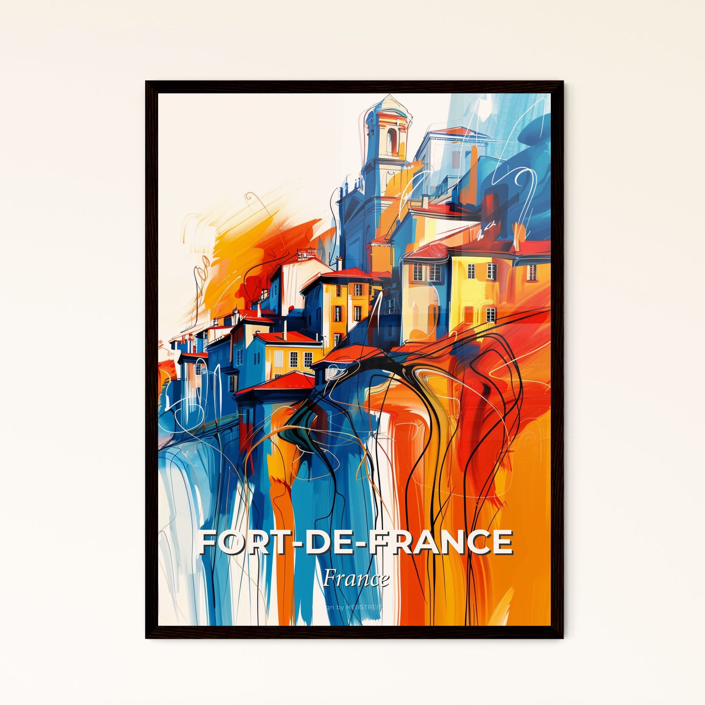 Vibrant Fort-De-France, France - A Painting Of A Town