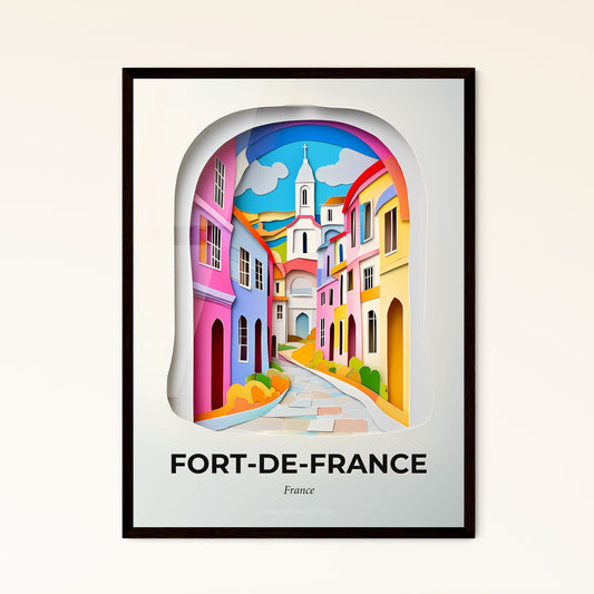 Vivid Fort-de-France, France - a paper cut of a street with a church