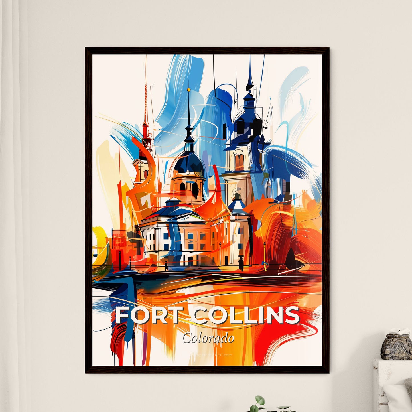 Vibrant Fort Collins, Colorado - A Painting Of A Building