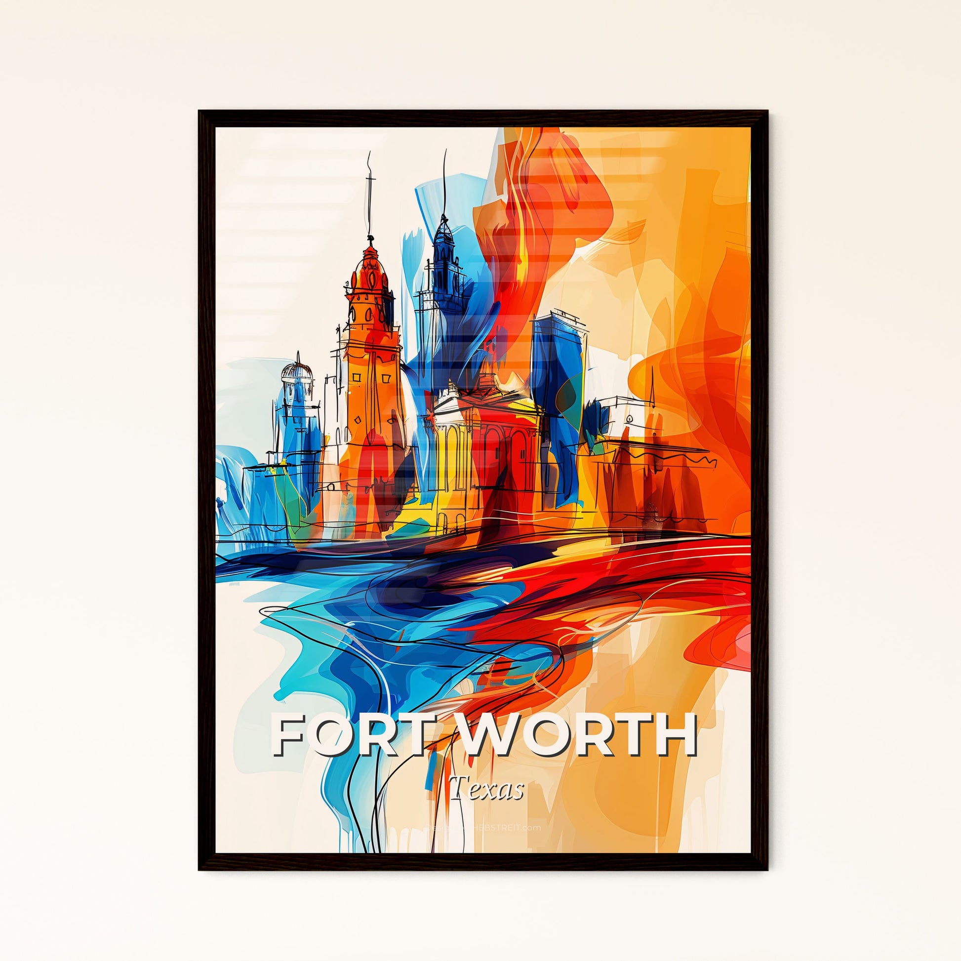 Vibrant Fort Worth, Texas - A Colorful Cityscape With Buildings And A Bridge